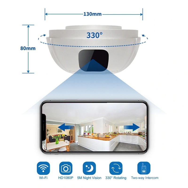 Smoke detector WIFI camera long autonomy rotating 330°