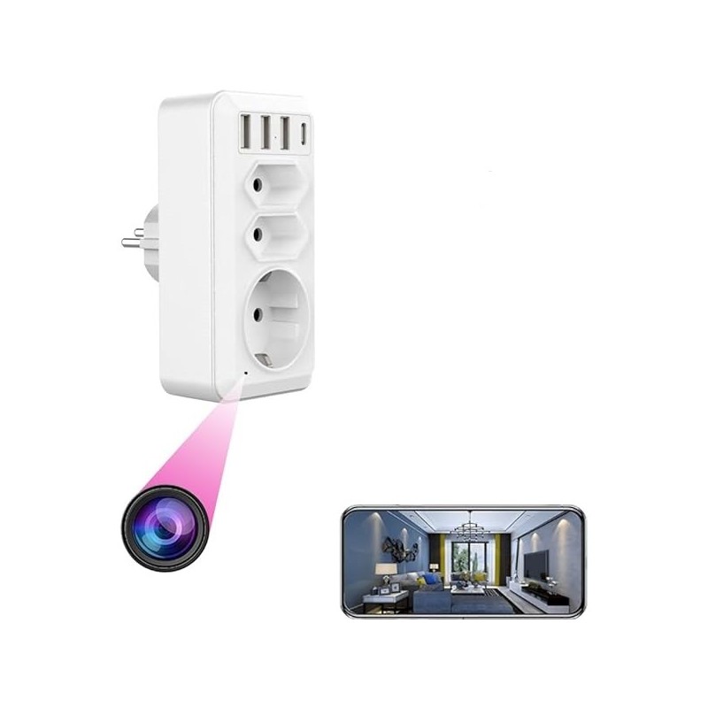 Prise murale caméra espion Wifi Full HD détection de mouvement